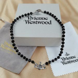 Brand new Vivienne Westwood Black Crystal and Silver Choker